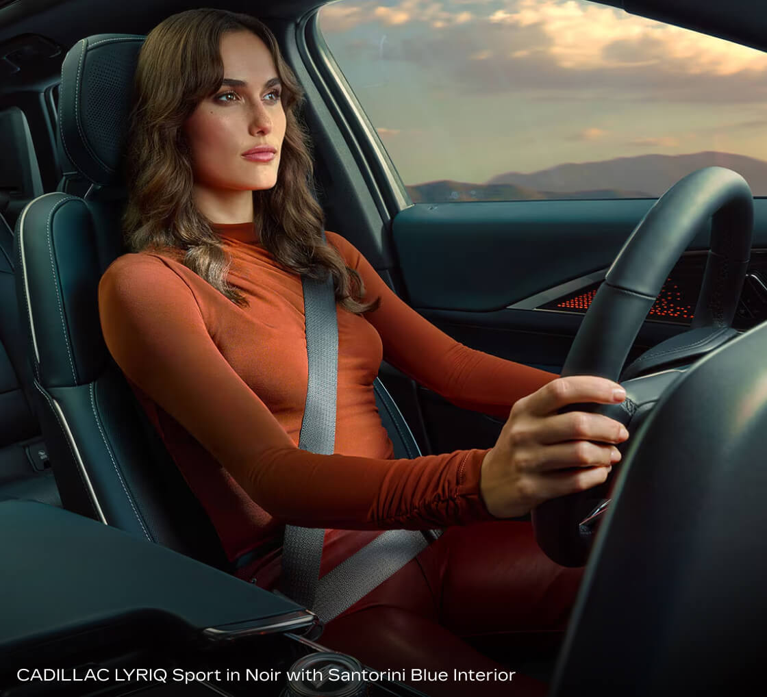 Cadillac LYRIQ Sport in Noir with Santorini Blue Interior